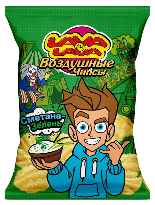 Чипсы воздушные Lava Lava со вкусом сметана зелень 50 г 93₽