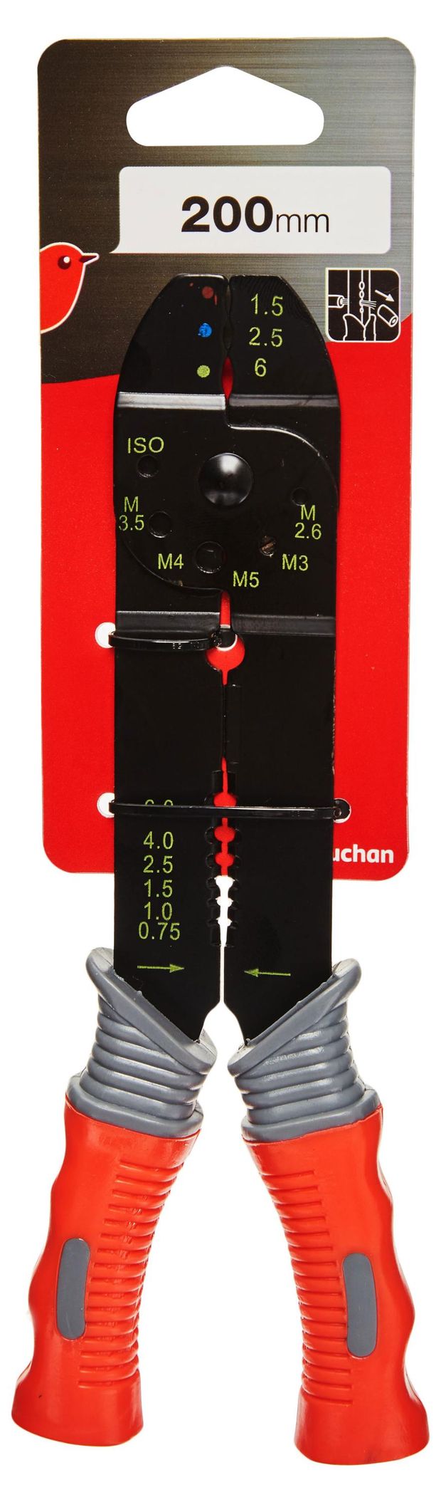 Клещи для зачистки и обжима проводов АШАН Красная птица 20 см 200₽