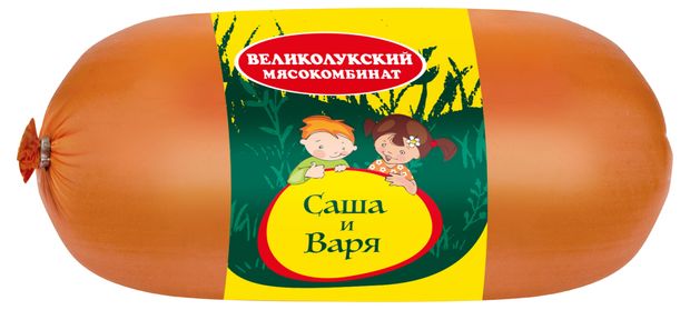 Колбасные изделия Колбаса Великолукский мясокомбинат Саша и Варя вареная, 400 г
