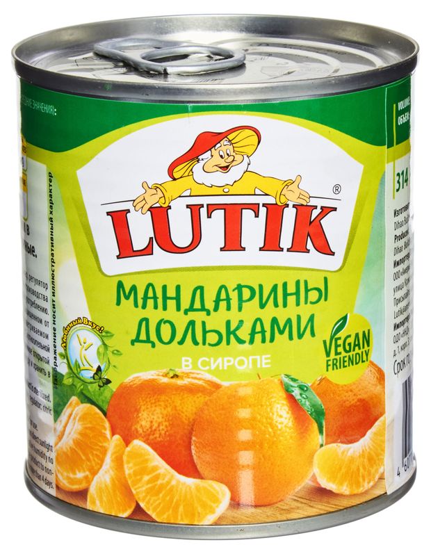 Мандарины LUTIK дольками в сиропе 314 мл 100₽
