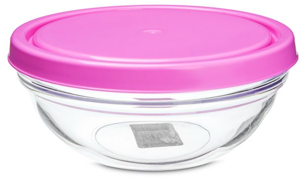 Салатник Pasabahce Chef's с розовой крышкой, 17 см