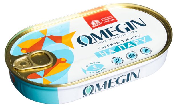 Сардины За Родину Omegin бланшированные в масле, 175 г