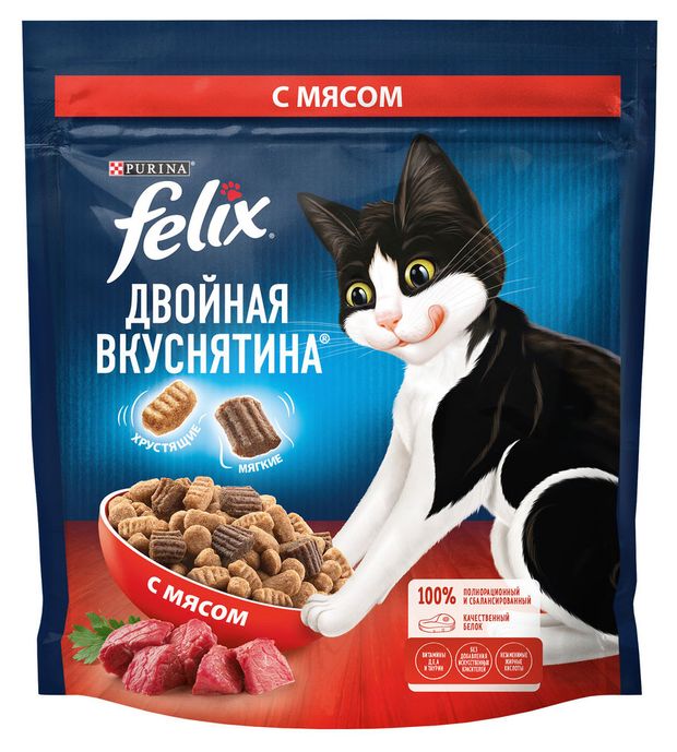 Сухой корм для кошек Felix с мясом 600 г 230₽