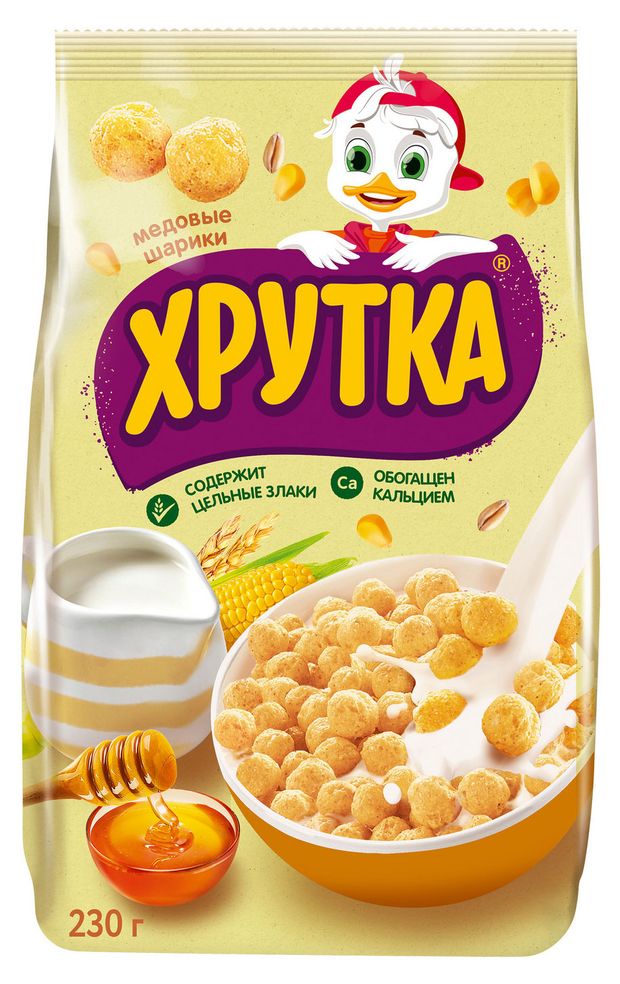 Готовый завтрак ХРУТКА Мультизлаковые медовые шарики обогащенные кальцием 230 г 109₽
