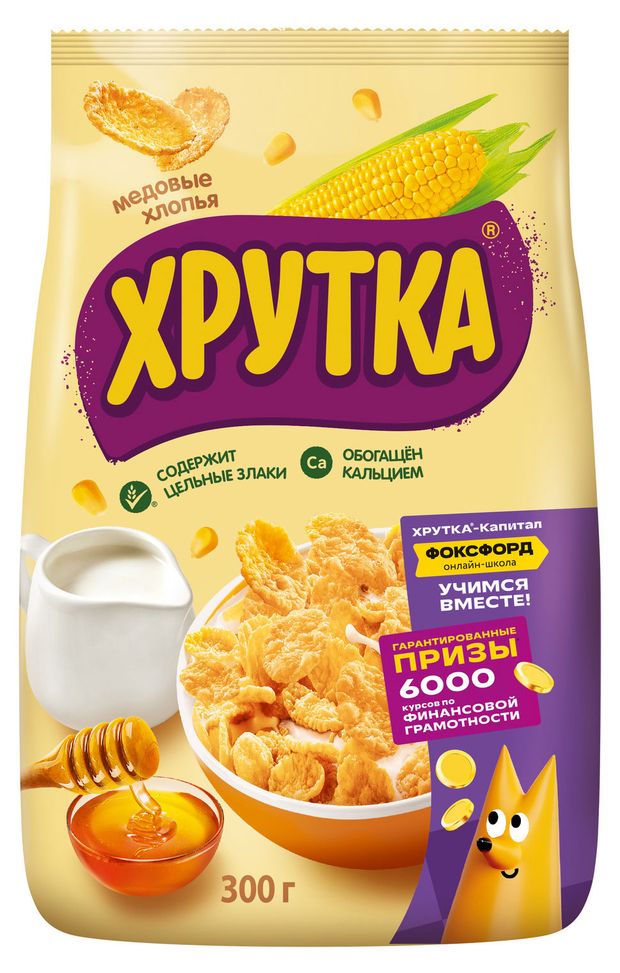 Готовый завтрак ХРУТКА Хлопья медовые хрустящие обогащенные кальцием 300 г 100₽