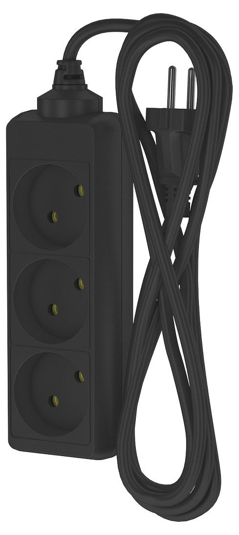 Удлинитель сетевой Фотон 3 розетки 2 м черный