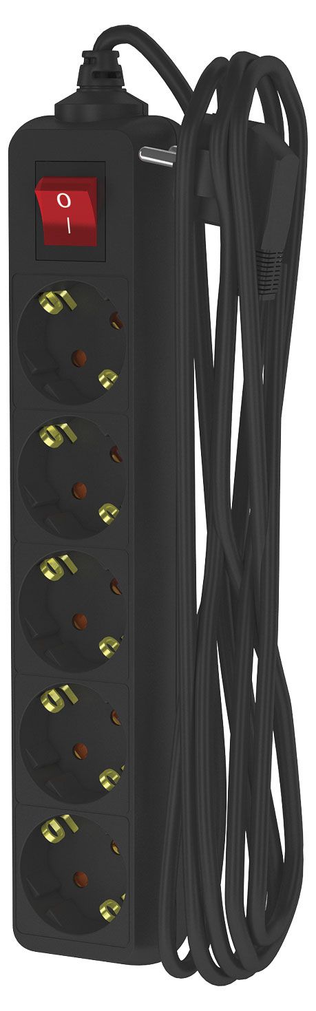 Удлинитель сетевой Фотон 5 розеток 3 м черный