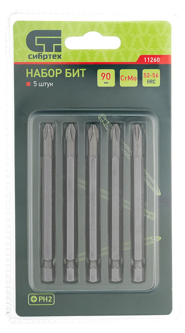 Набор бит Сибртех PH2x90 5 шт 340₽