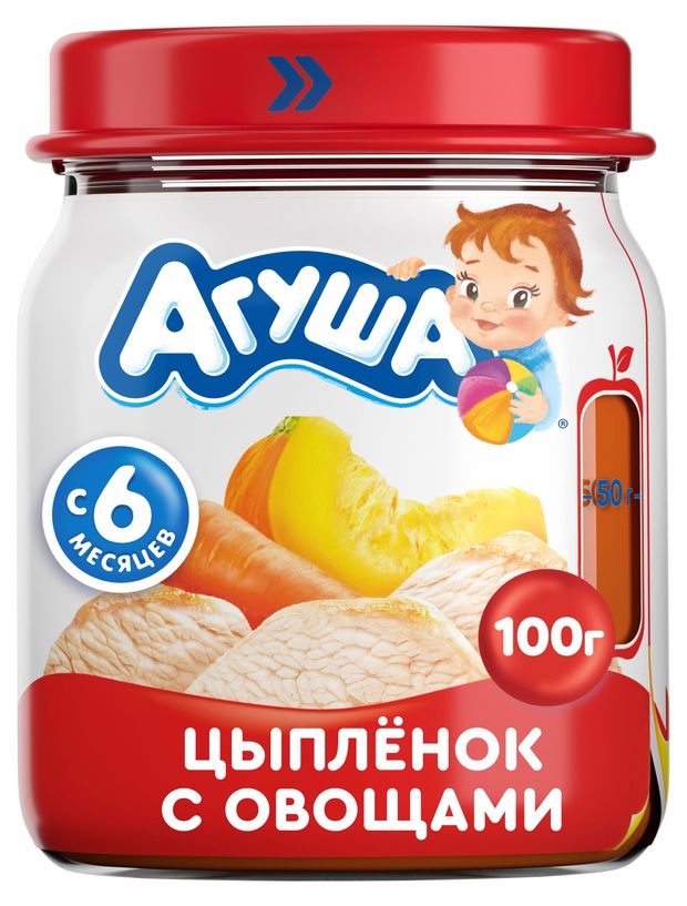 Пюре Агуша цыпленок с овощами с 6 мес., 100 г