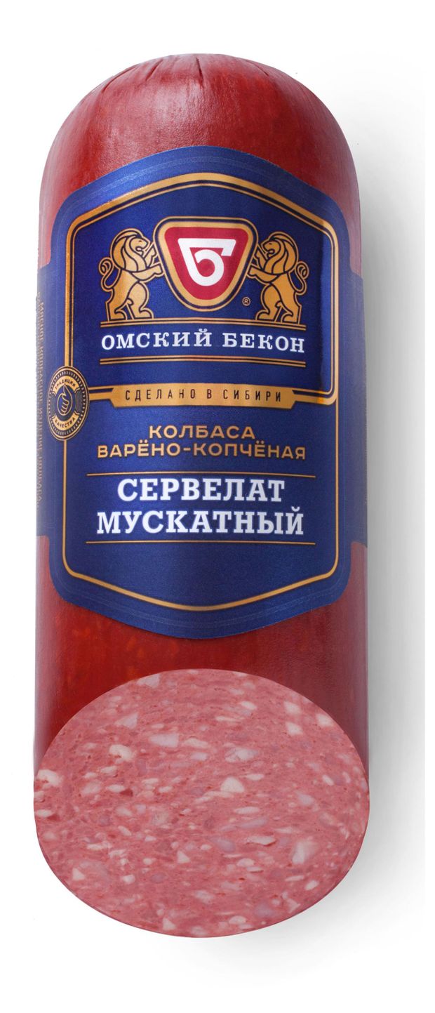 Колбаса варено-копченая Омский Бекон Сервелат Мускатный, 350 г
