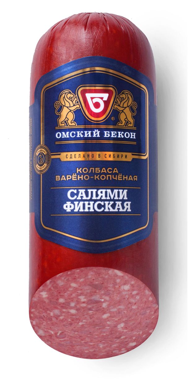 Колбаса варено-копченая Омский Бекон Салями Финский, 350 г