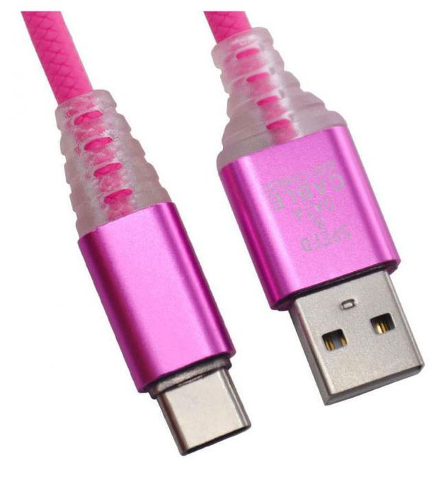 Электроника USB кабель Liberty Project Type-C Змея LED TPE розовый