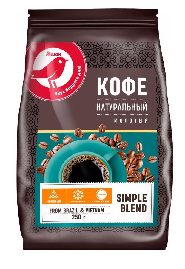 Кофе молотый АШАН Красная птица 250 г 470₽