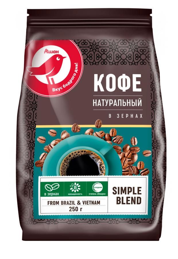 Кофе в зернах АШАН Красная птица 250 г 470₽