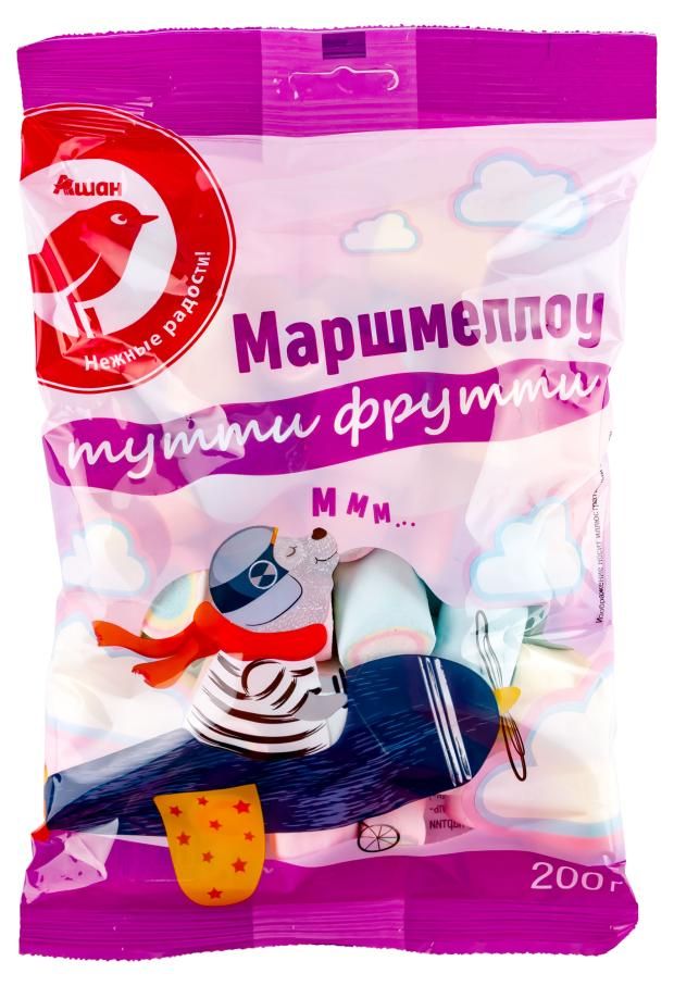 Маршмеллоу АШАН Красная птица с ароматом Тутти-фрутти, 200 г