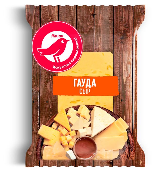 Сыр полутвердый Гауда АШАН Красная птица 45 БЗМЖ 200 г 170₽
