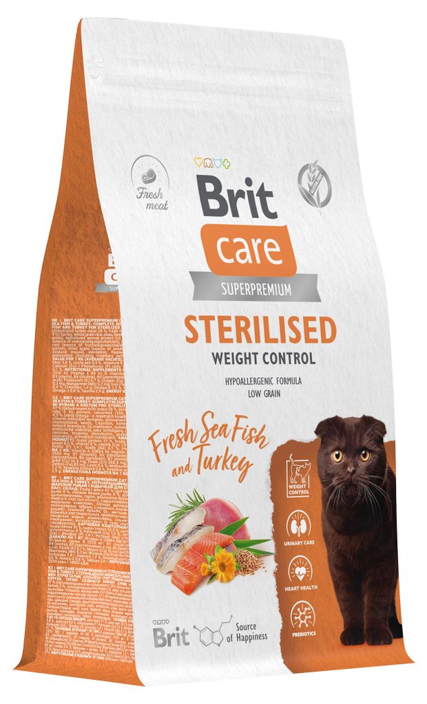 фото Корм сухой для кошек brit care cat sterilised weight control морская рыба и индейка, 1,5 кг