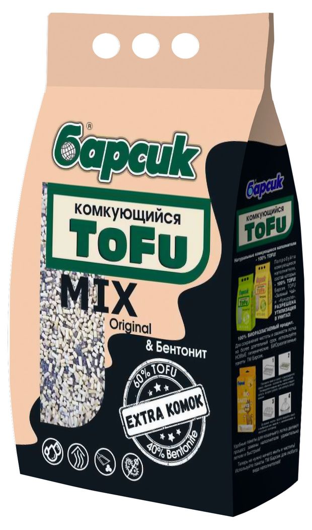 Наполнитель для кошачьего туалета Барсик Tofu Original & Бент, 4,54 л