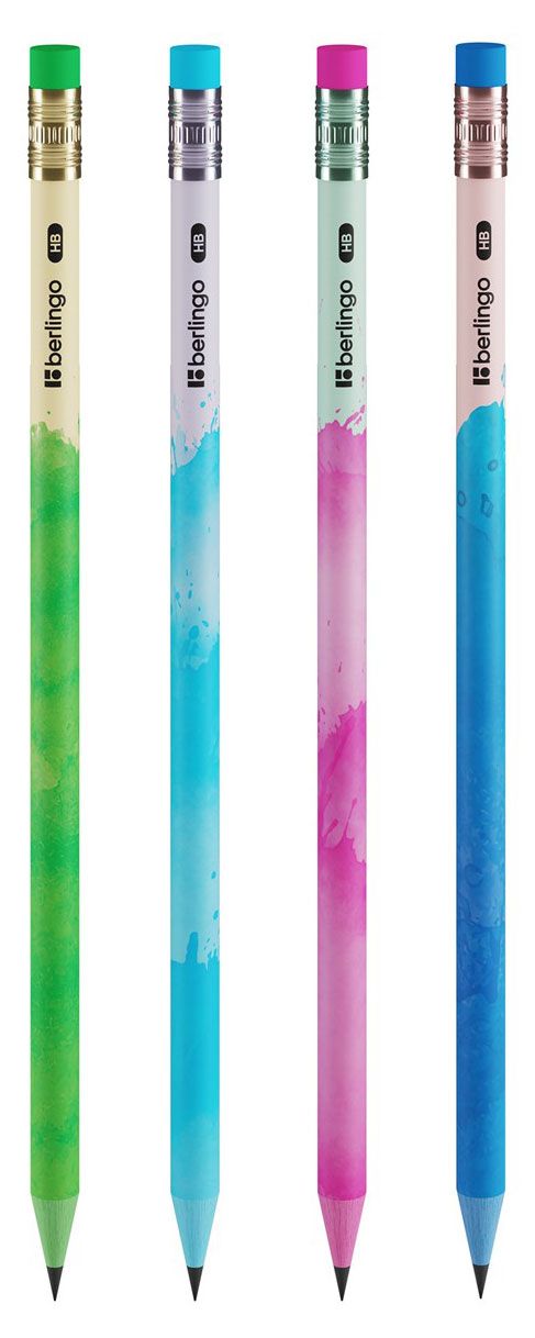 Карандаш чернографитный Berlingo Heat заточенный с ластиком, 2,2 мм