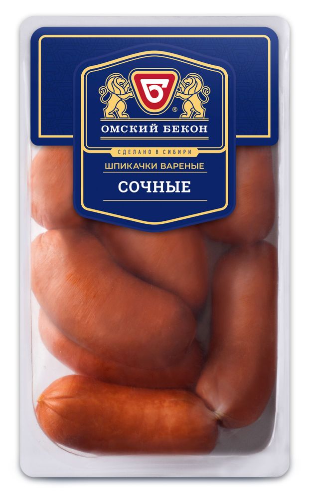 Шпикачки вареные Омский Бекон Сочные вареные, ~ 1,2 кг