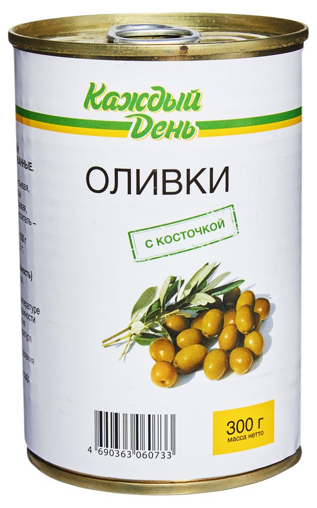 Оливки Каждый день с косточкой, 300 г