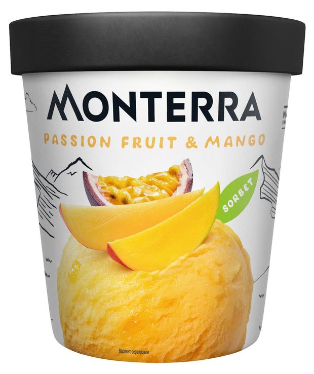 Сорбет Monterra Десерт из пюре Маракуйя с кусочками манго, 480 мл
