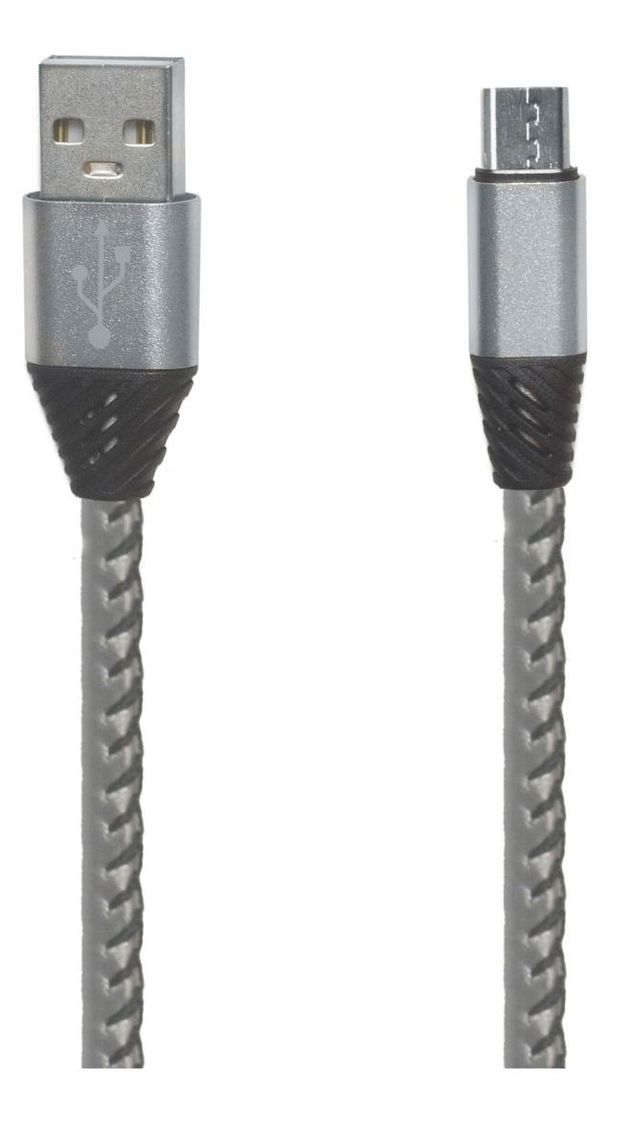 USB кабель "LP" Micro USB Кожаная оплетка 1м. (серебряный)