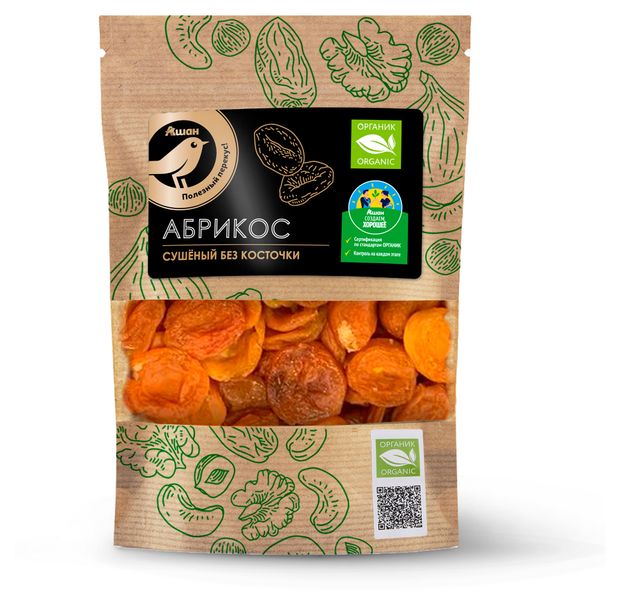 Абрикос АШАН Золотая птица сушеный органик 150 г 99₽