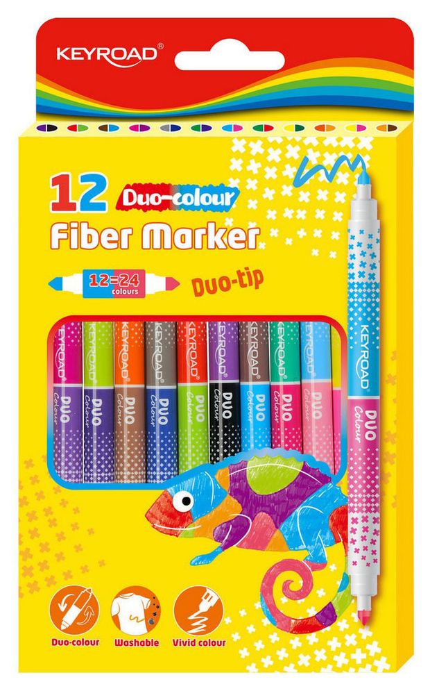 Фломастеры двусторонние KEYROAD Duo 24 цвета 12 шт 249₽