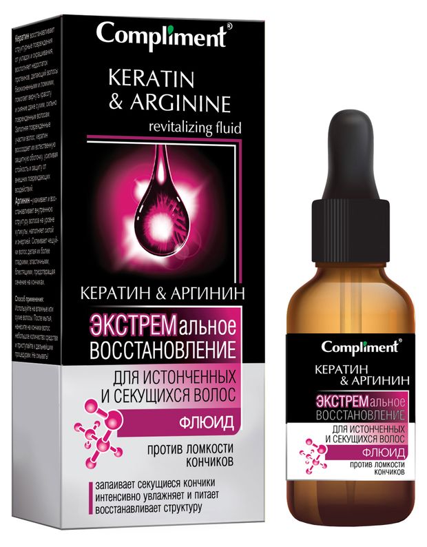 фото Флюид против ломкости кончиков compliment кератин&amp;аргинин, 25 мл