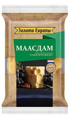 Сыр маасдам Золото Европы 45 БЗМЖ 180 г 149₽