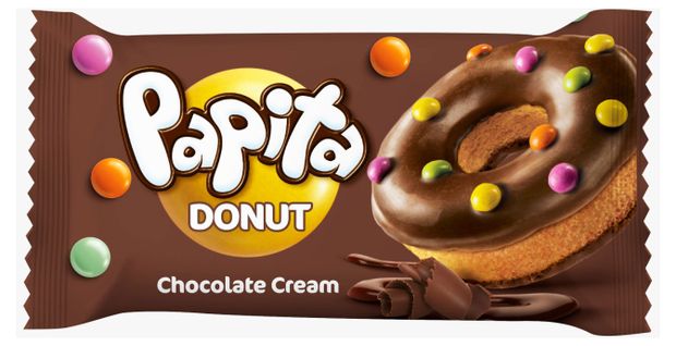 Кекс Papita Donut с шоколадной начинкой и цветным драже, 40 г