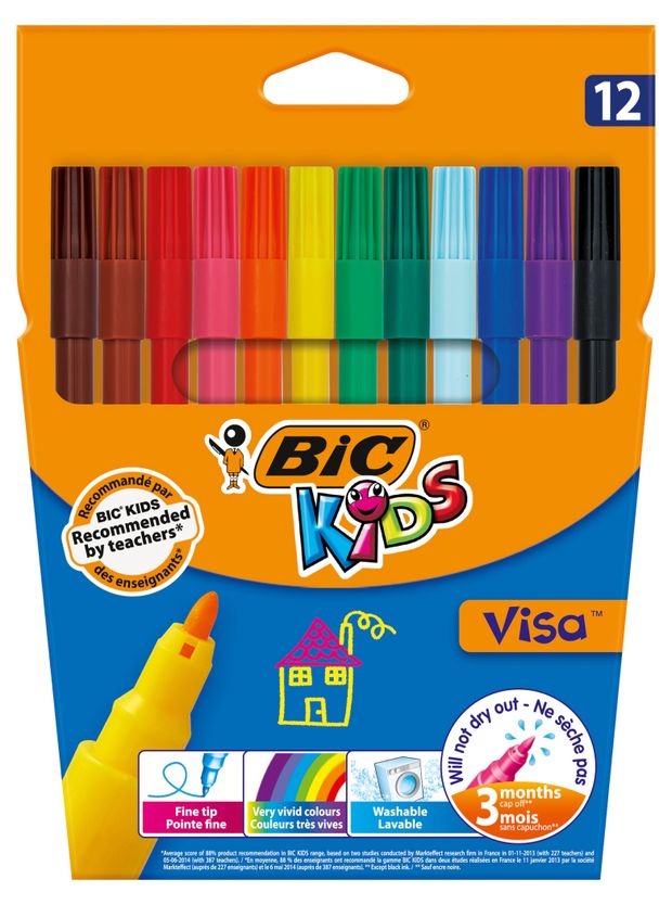 фото Фломастеры цветные bic kids visa, 12 шт