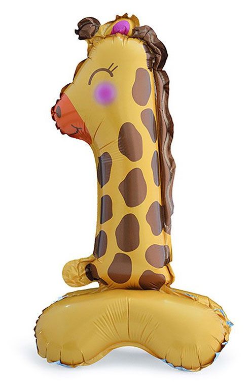 Цифра фольгированная Веселая затея 1 Жираф на подставке 56 см 90₽