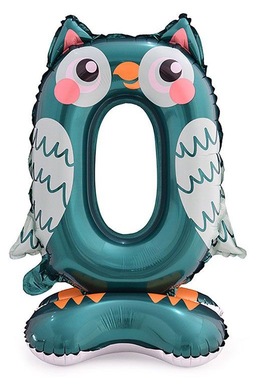 Цифра фольгированная Веселая затея 0 Сова на подставке 56 см 90₽