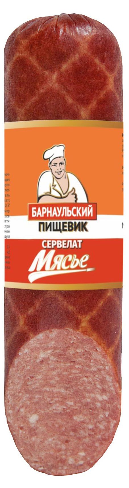 Колбаса варено-копченая Барнаульский пищевик Сервелат Мясье, 380 г