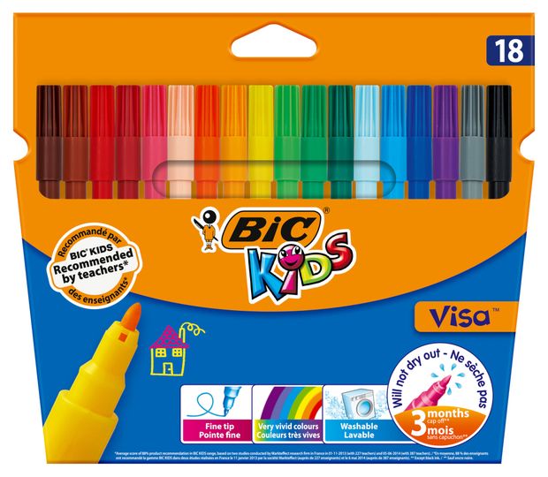 фото Фломастеры цветные bic kids visa, 18 шт