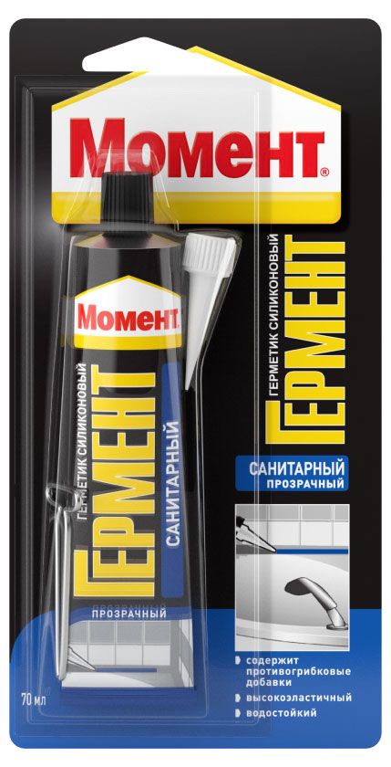 Герметик силиконовый Момент Гермент санитарный прозрачный 70 мл 410₽