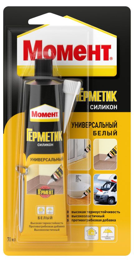 Герметик силиконовый Момент Гермент универсальный белый 70 мл 430₽