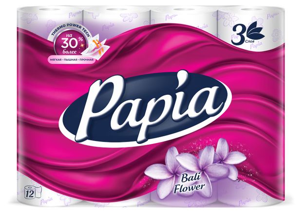 Туалетная бумага Papia Bali Flower 3 слоя 12 рулонов 330₽