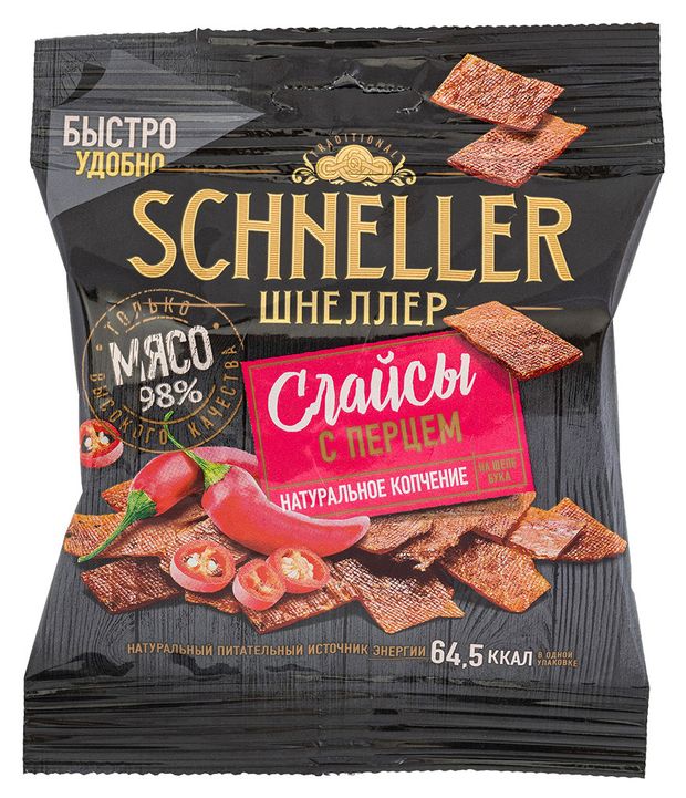 Мясные снеки Слайсы Schneller Шнеллер с перцем 30 г 76₽