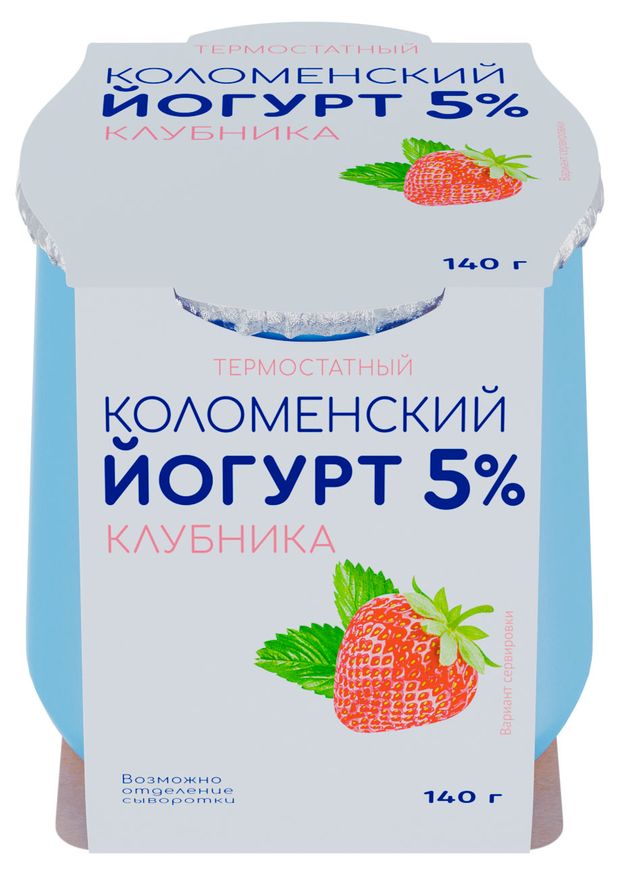 Йогурт Коломенское клубника 5%, 140 г