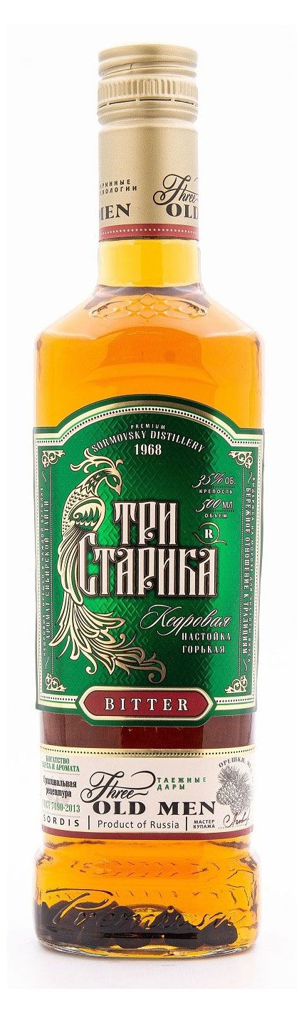 Настойка горькая Три старика Кедровая Россия, 0,5 л