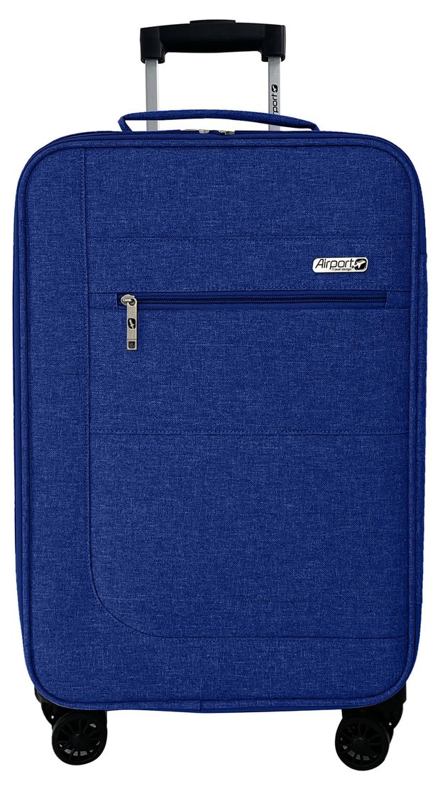 Чемодан Airport мягкий 8 колес синий, размер S