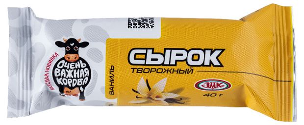 Сырок глазированный творожный Очень важная корова в шоколадной глазури с ванилином батончик 20%, 40 г