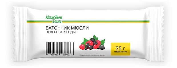 Батончик мюсли Каждый день с северными ягодами, 25 г