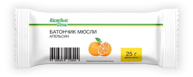 Батончик мюсли Каждый день со вкусом апельсина 25 г 24₽