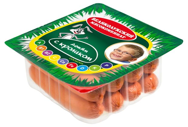 Сосиски детские Великолукский мясокомбинат с кроликом, 330 г