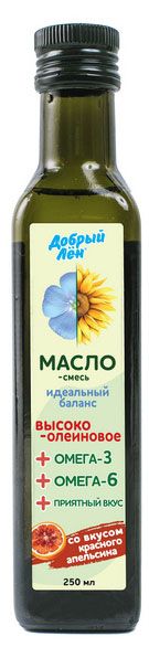 Масло-смесь Добрый лен со вкусом красного апельсина, 250 мл