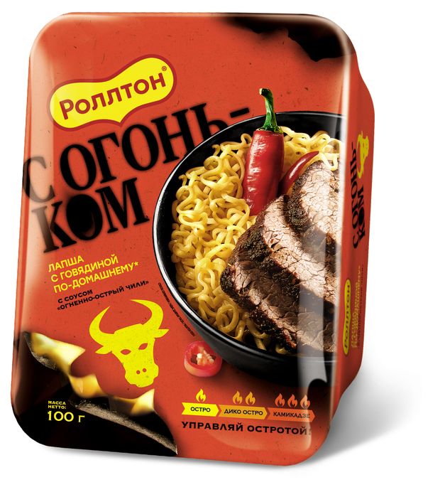 Лапша быстрого приготовления Роллтон с говядиной с соусом чили 100 г 75₽